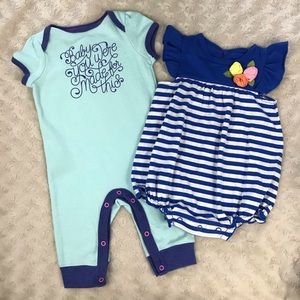 Baby Girl Romper Bundle Cloud Island Circo Blue